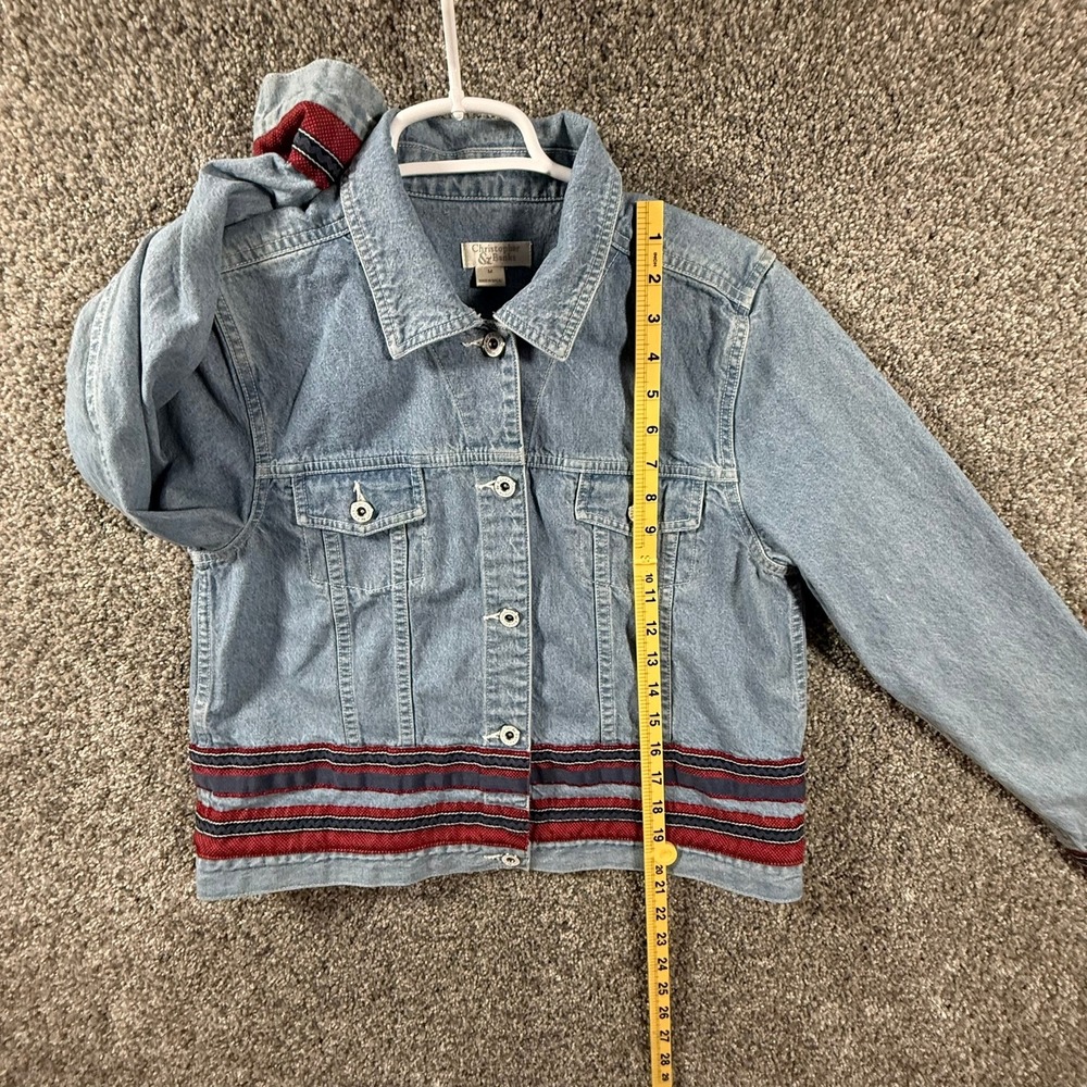 Christopher & Banks Denim Jacket Women's Medium Blue Light Wash Striped Trim - Picture 6 of 11